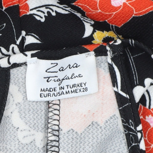 Zara Women’s Black Floral A-Line Dress Size 12