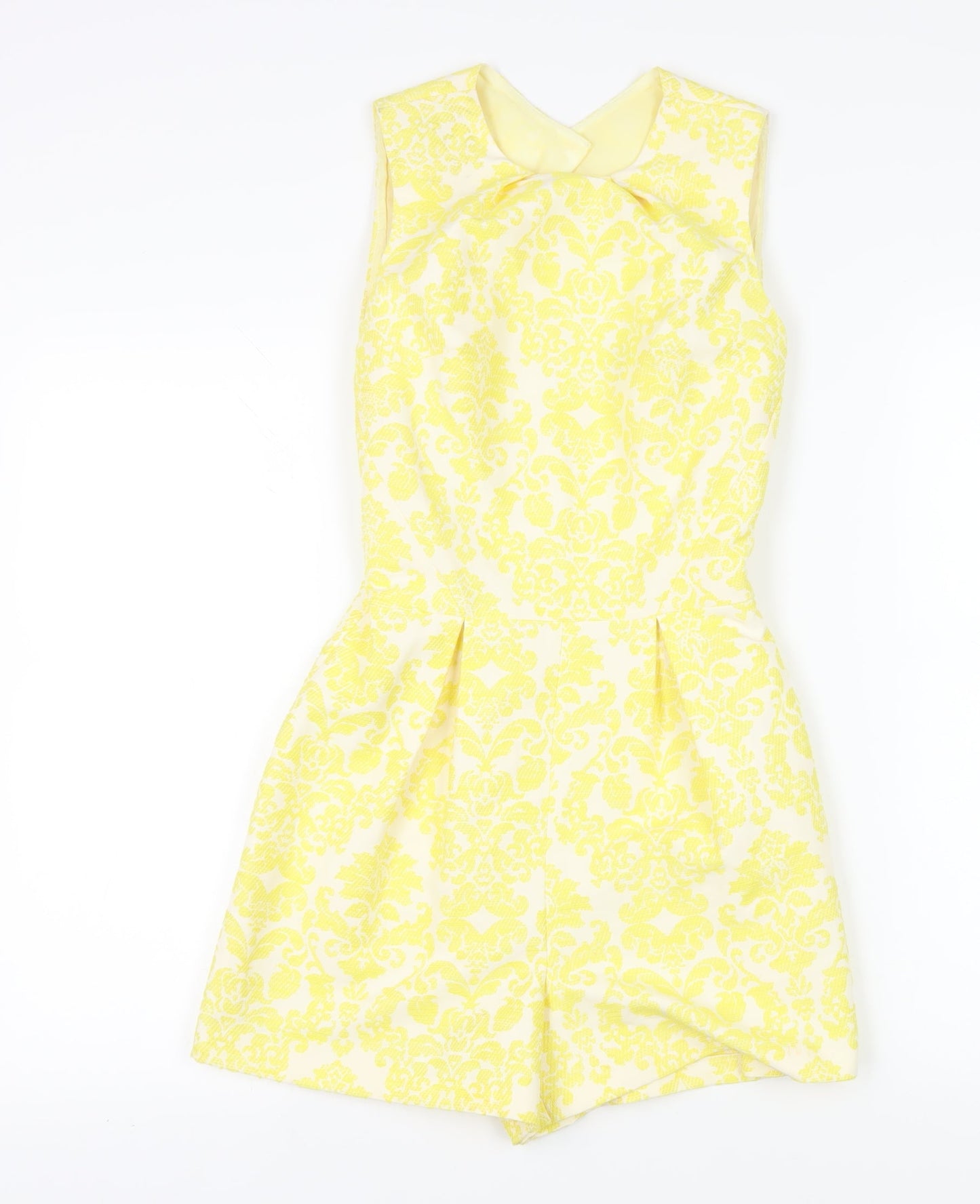 Warehouse Women’s Yellow Damask Playsuit Size 8