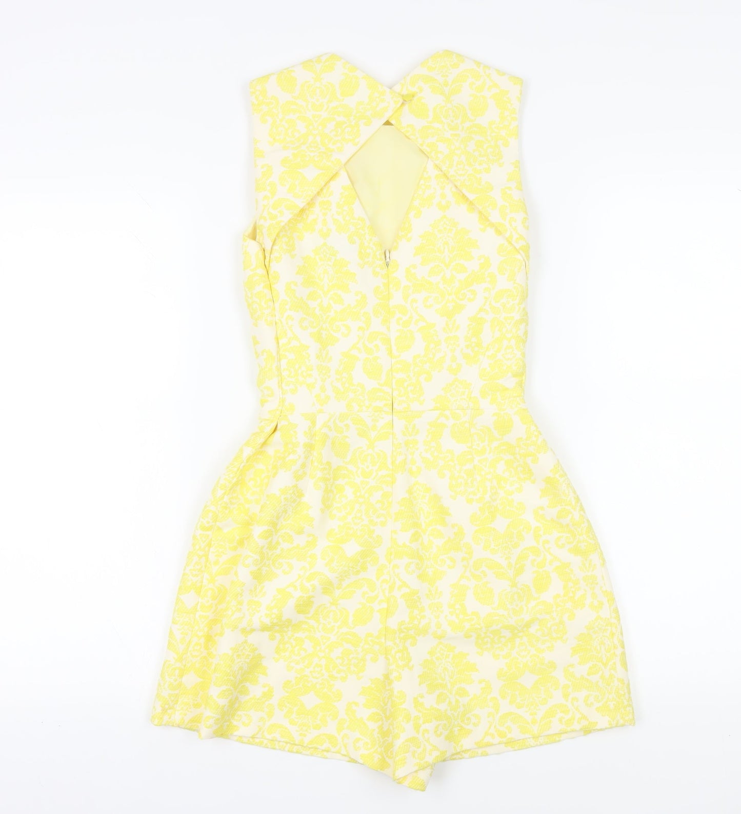 Warehouse Women’s Yellow Damask Playsuit Size 8