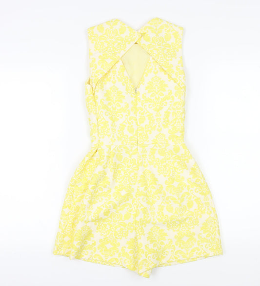 Warehouse Women’s Yellow Damask Playsuit Size 8