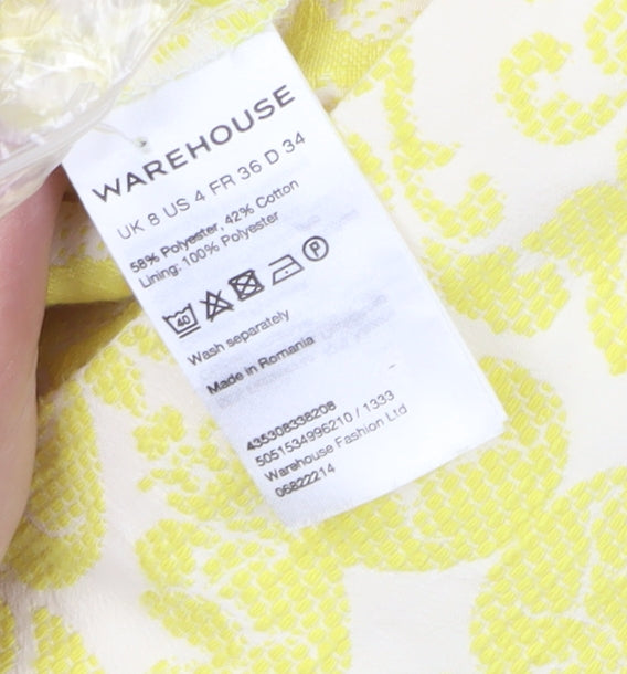 Warehouse Women’s Yellow Damask Playsuit Size 8