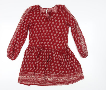 Cropp Women's Red Floral A-Line Dress XS