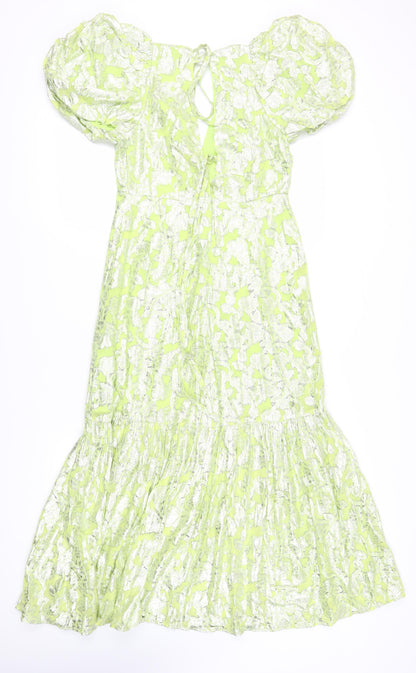 Warehouse Women's Green A-Line Midi Dress, Size 8