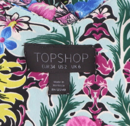 Topshop Women's Multicoloured Floral Slip Dress, Size 6