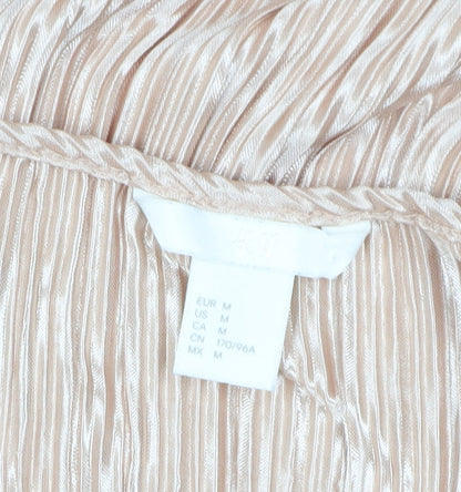 H&M Women's Beige Sleeveless Pleated Shift Dress Size 12