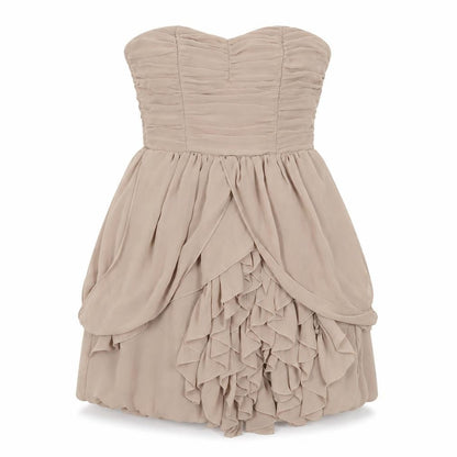 H&M Women's Beige A-Line Strapless Party Dress Size 4