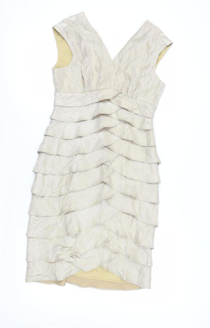 London Times Women’s Beige Sheath Dress, Size 10