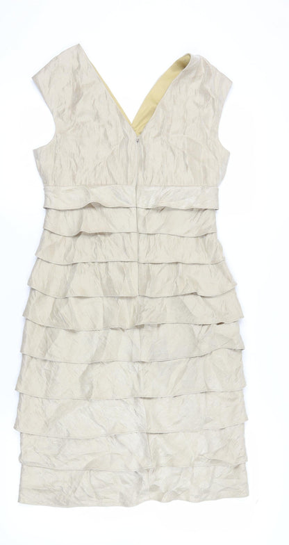 London Times Women’s Beige Sheath Dress, Size 10