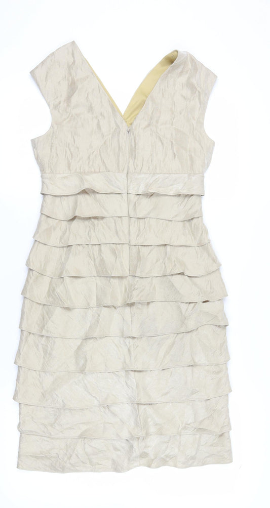 London Times Women’s Beige Sheath Dress, Size 10