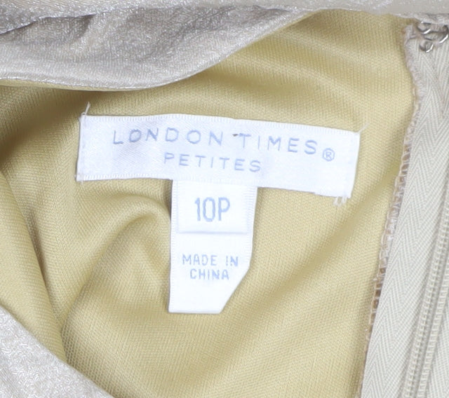 London Times Women’s Beige Sheath Dress, Size 10