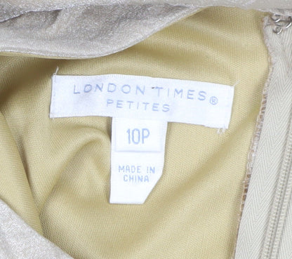 London Times Women’s Beige Sheath Dress, Size 10
