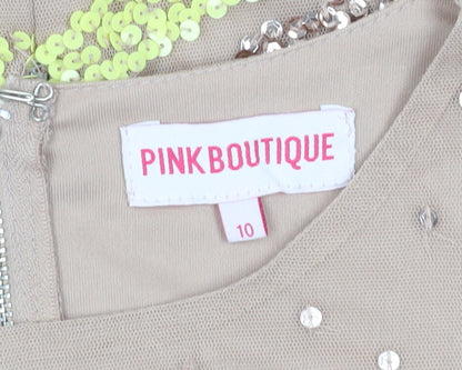 Pink Boutique Bodycon Dress, Women, Beige, Size 10