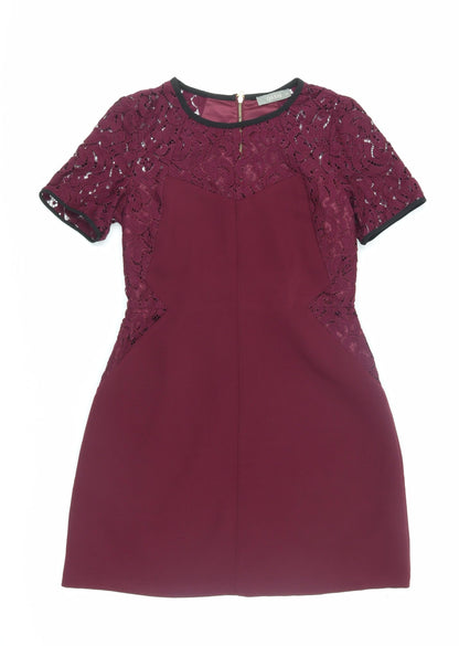 Oasis Women's Purple Lace Sheath Dress Size 12