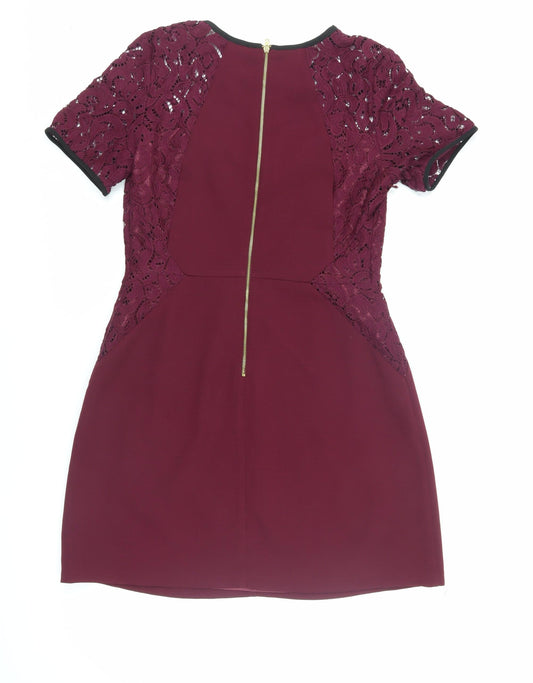 Oasis Women's Purple Lace Sheath Dress Size 12