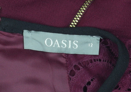 Oasis Women's Purple Lace Sheath Dress Size 12