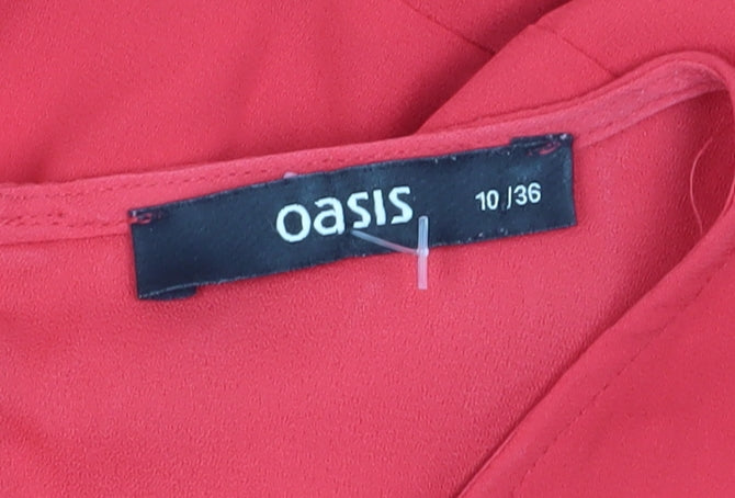 Oasis Women's Red Shift Dress, Size 10, 3/4 Sleeve