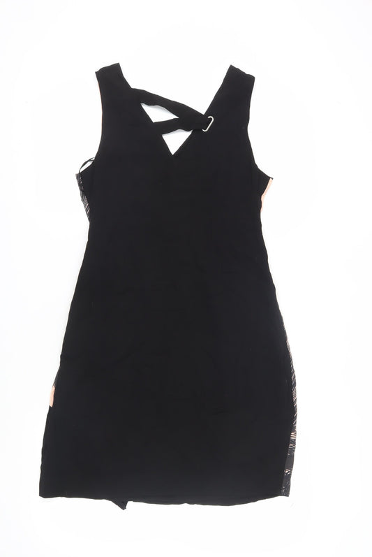 Mint Velvet Women's Black Beige Wrap Dress Size 12