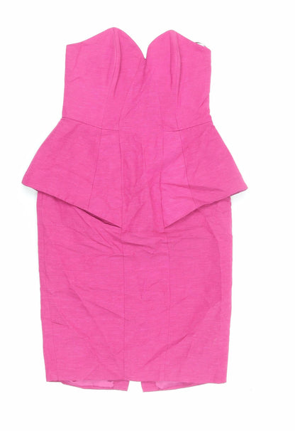 Oasis Women’s Pink Peplum Dress - Size 8