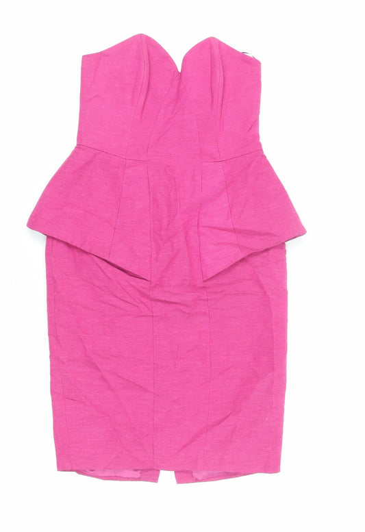Oasis Women’s Pink Peplum Dress - Size 8