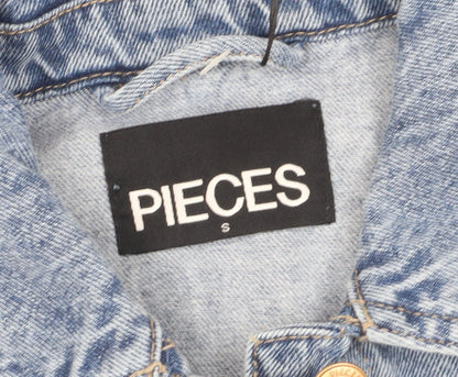 Pieces Women's Blue Denim Belted Sleeveless Shirt Dress