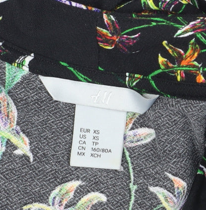 H&M Women's Black Floral Wrap Dress XS