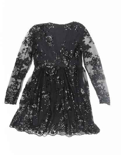 Boohoo Black Sequin Party Dress UK 10