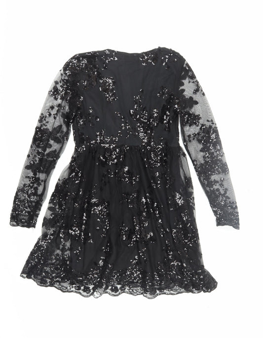 Boohoo Black Sequin Party Dress UK 10