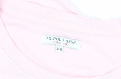 U.S. Polo Assn. Boys Pink T-Shirt 14-15 Years Logo Casual