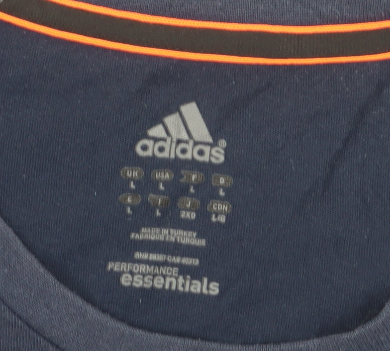 Adidas Men's Blue Cotton T-Shirt L - Breathable & Stylish