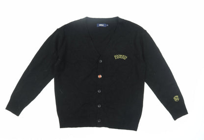 SPAO Unisex Black Cardigan, M, V-Neck, Hogwarts Embroidery