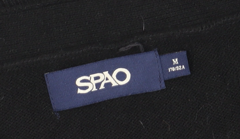 SPAO Unisex Black Cardigan, M, V-Neck, Hogwarts Embroidery