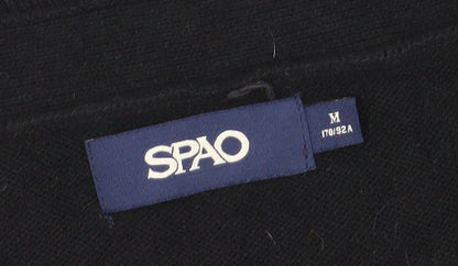 SPAO Unisex Black Cardigan, M, V-Neck, Hogwarts Embroidery