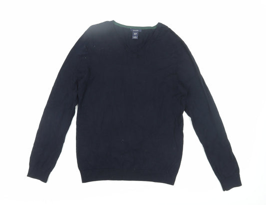 Gap Men's Black V-Neck Pullover Cotton Jumper M