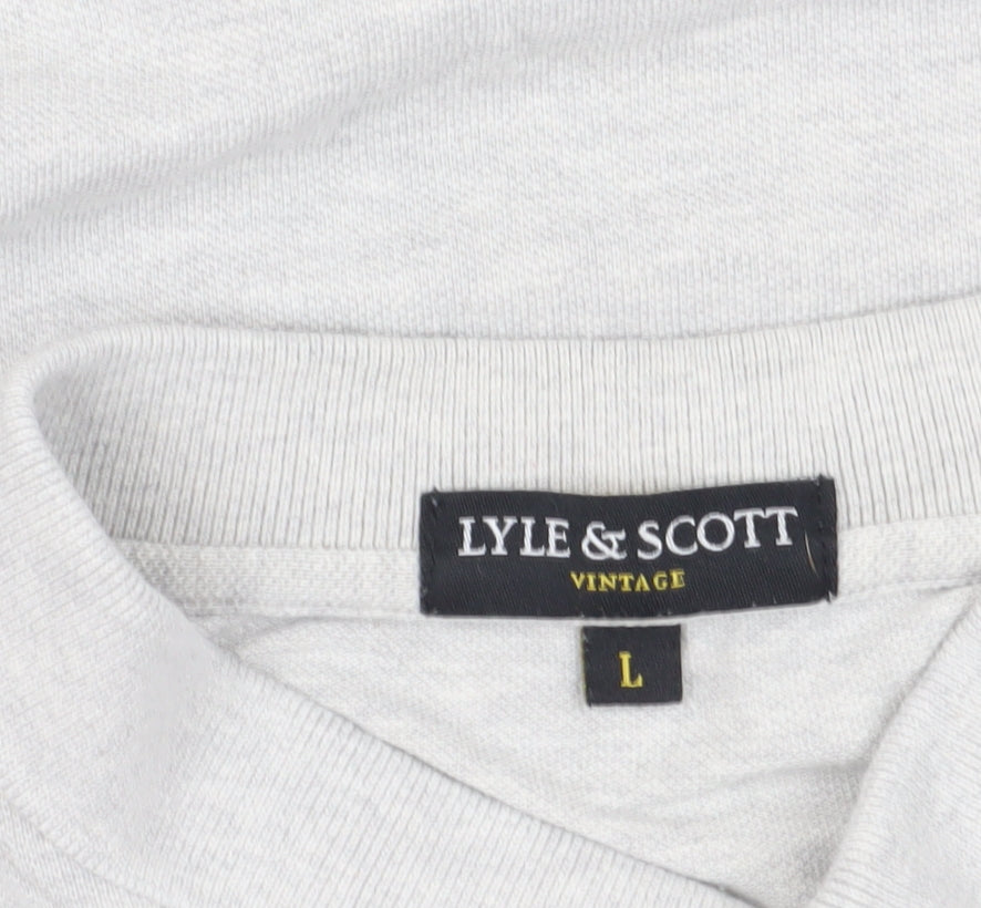 Lyle & Scott Men's Grey Polo, Size L, Vintage Style