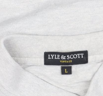 Lyle & Scott Men's Grey Polo, Size L, Vintage Style