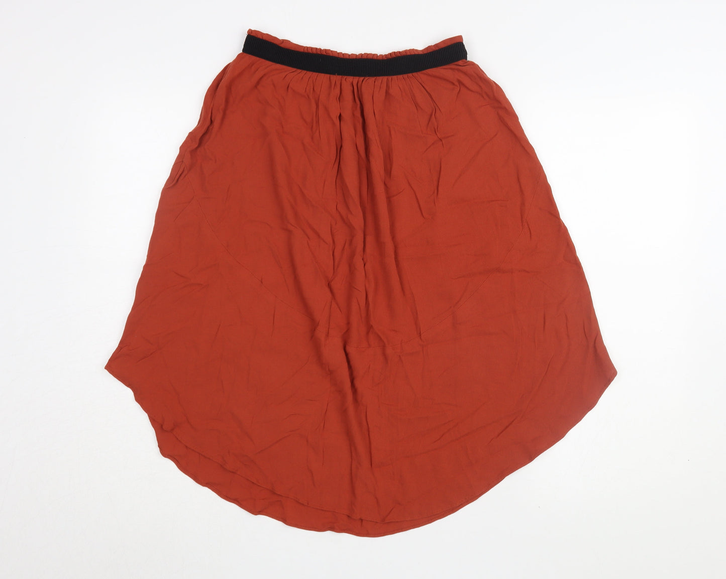 H&M Women's Red A-Line Midi Skirt, Size 8 Elastic Waist