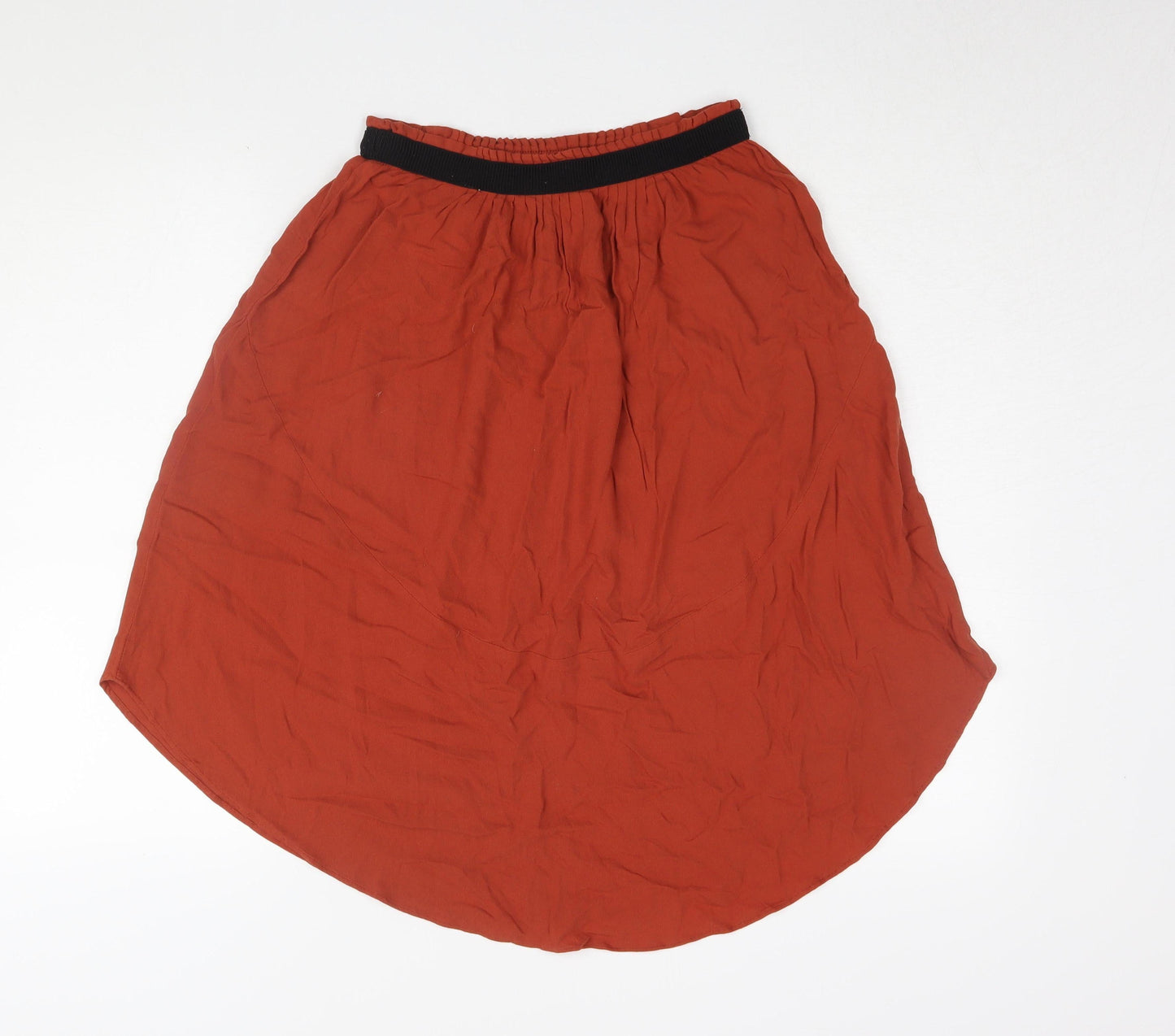 H&M Women's Red A-Line Midi Skirt, Size 8 Elastic Waist