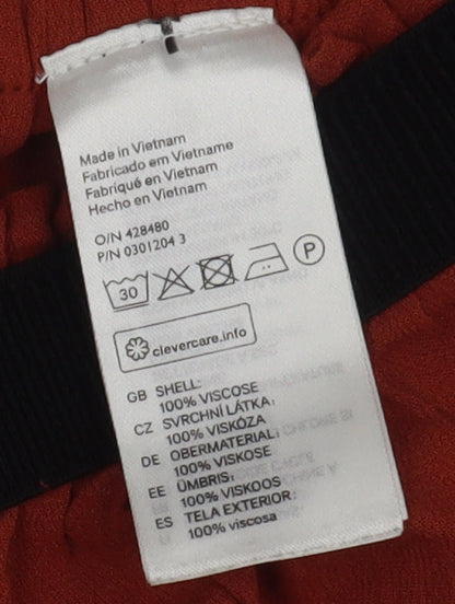 H&M Women's Red A-Line Midi Skirt, Size 8 Elastic Waist