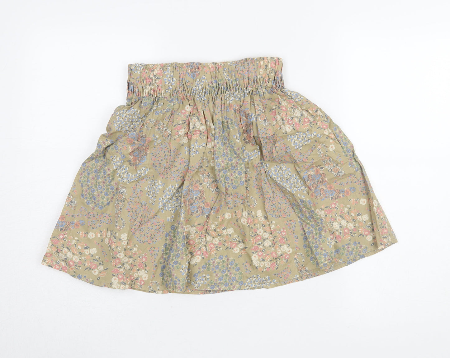 H&M Women's Beige XS A-Line Floral Short Skirt