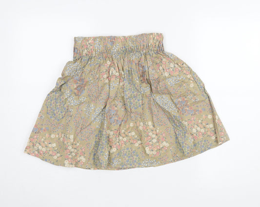 H&M Women's Beige XS A-Line Floral Short Skirt