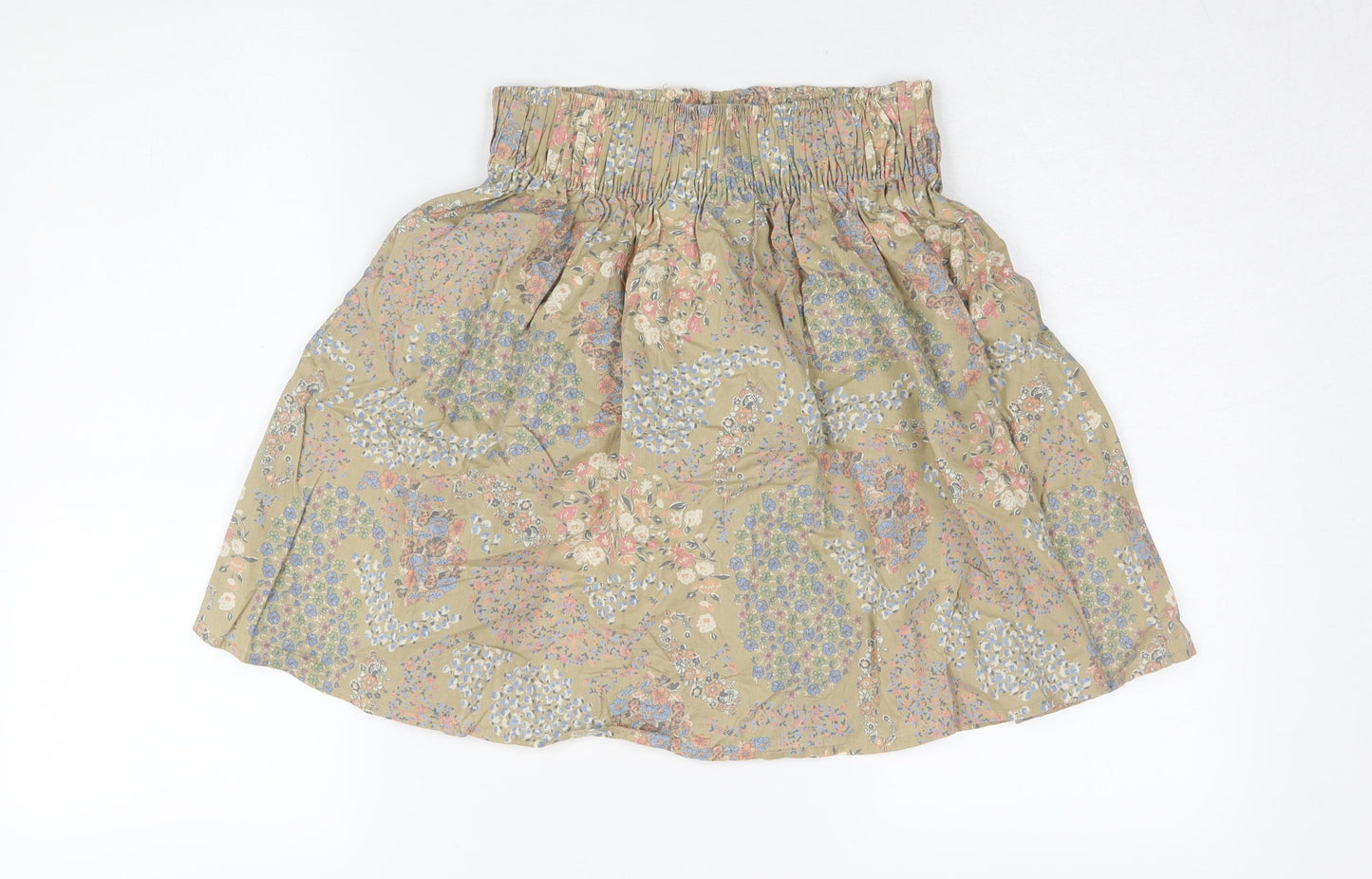 H&M Women's Beige XS A-Line Floral Short Skirt