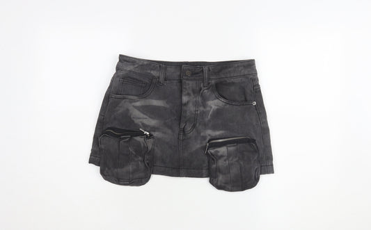 PrettyLittleThing Women's Short Black Cargo Skirt Size 10