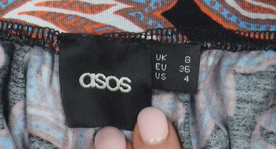 ASOS Women's Black Paisley Shorts, Size 8, Stretchy and Comfy