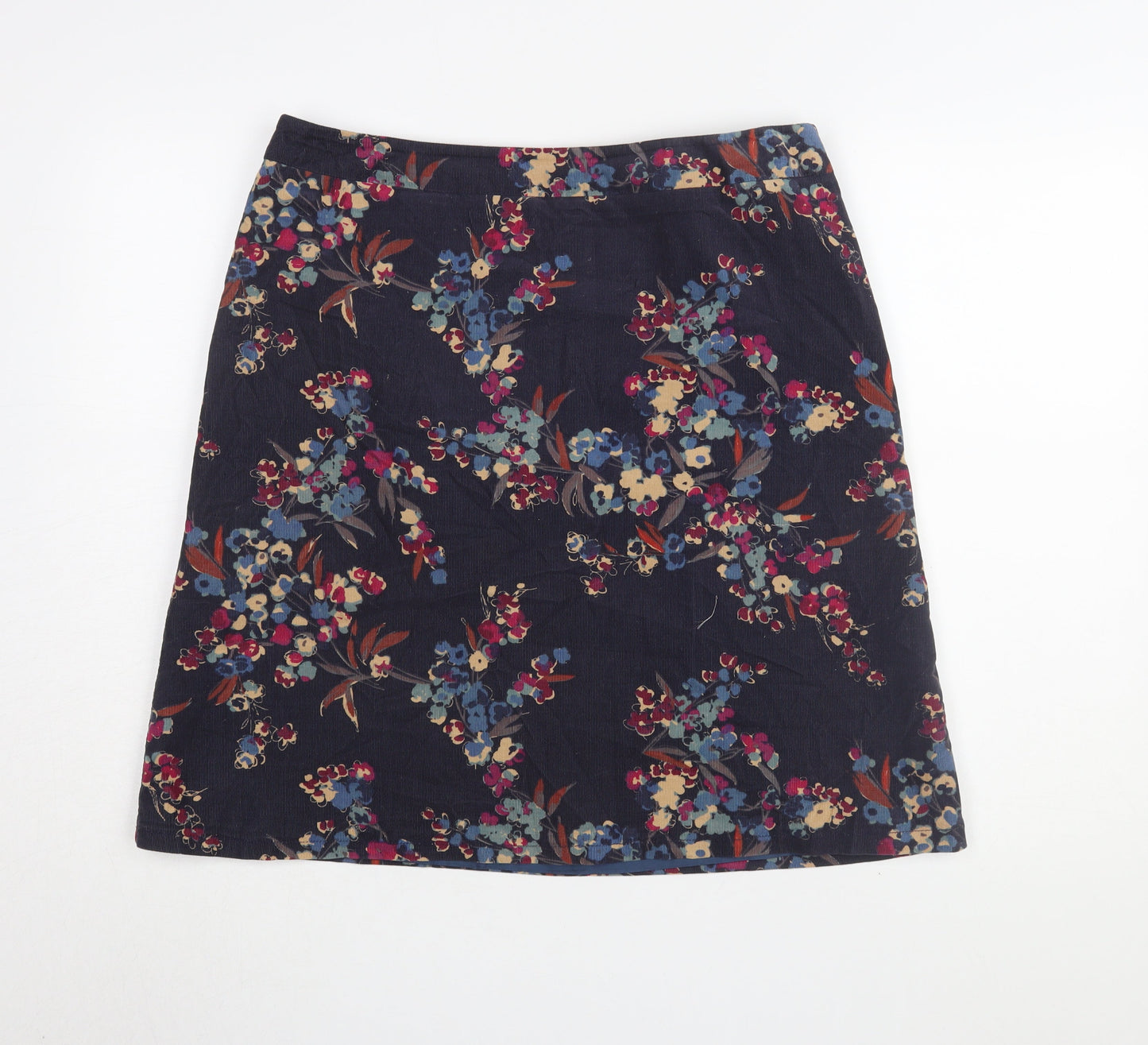 East Women's Multicoloured Floral Corduroy Skirt Size 14