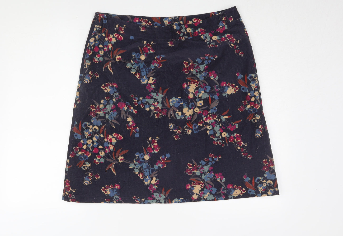East Women's Multicoloured Floral Corduroy Skirt Size 14