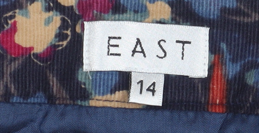 East Women's Multicoloured Floral Corduroy Skirt Size 14