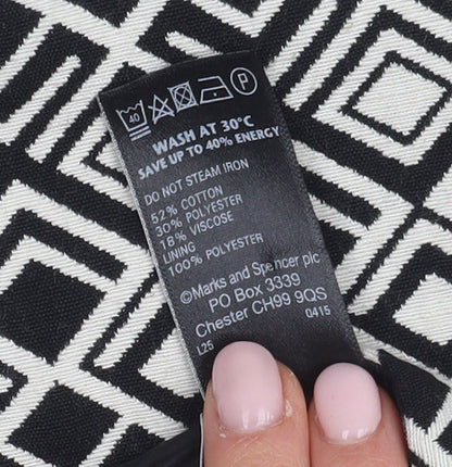 Marks and Spencer Women's Black Geometric Pencil Skirt Size 12