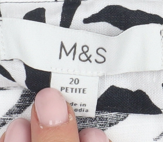 Marks and Spencer Women's Black Animal Print Skirt 20 Petite