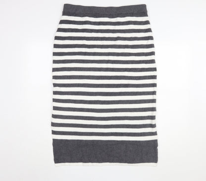 Marks and Spencer Women's Grey L Striped Pencil Skirt