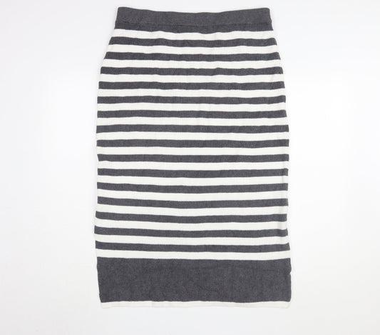 Marks and Spencer Women's Grey L Striped Pencil Skirt